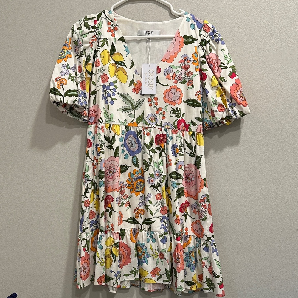 Crosby Multicolor Floral Dress with Puff Sleeves